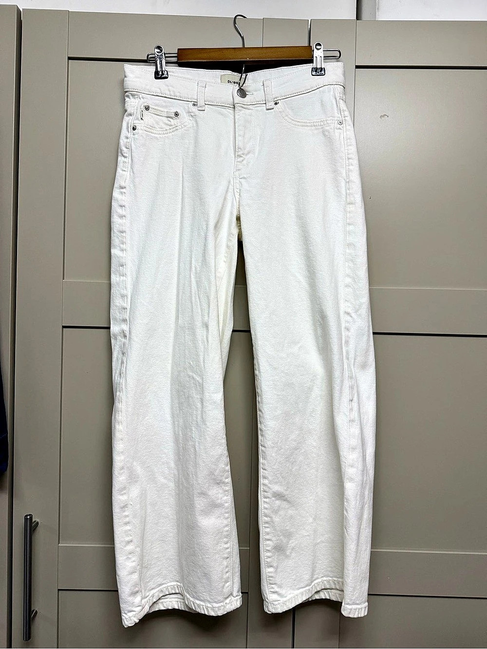 DL1961 Hepburn High Rise Wide Leg Jeans White Waist 25